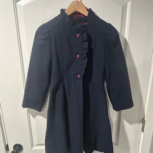Rothschild Classic Navy Pea Coat with Red Buttons